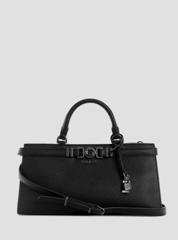 GUESS Womens Black Cirene Triple Compartment Satchel Bag BM966806 Front View