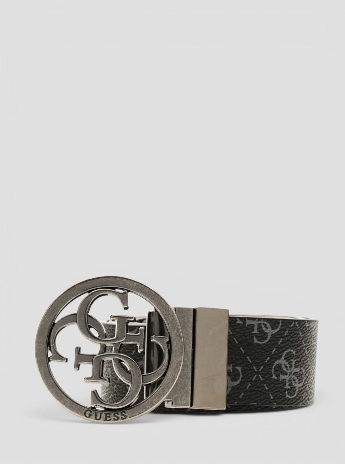 GUESS Accessories Black Milano Logo Genuine Leather Belt BM7885P6235 Front View2