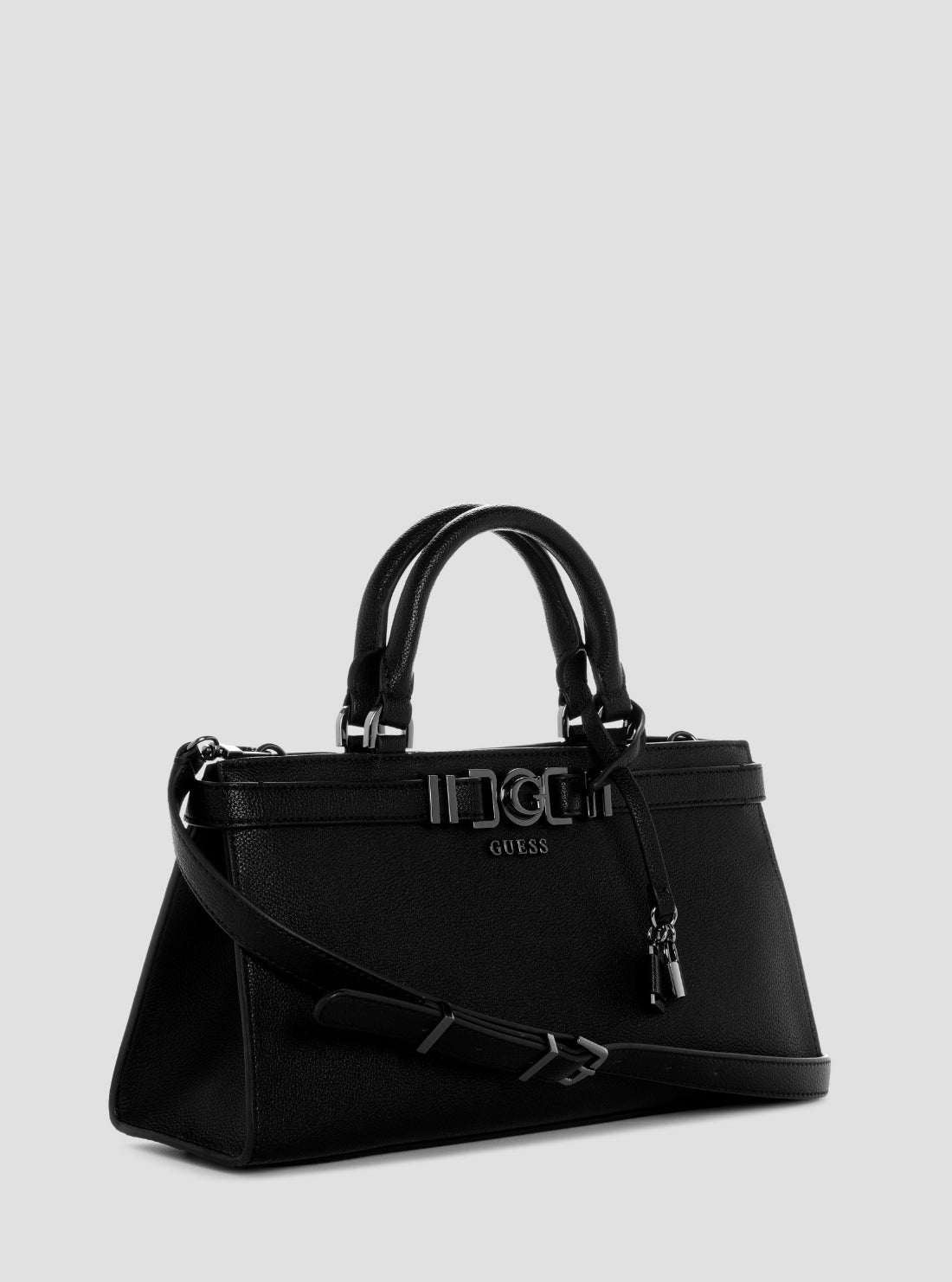 GUESS Womens Black Cirene Triple Compartment Satchel Bag BM966806 Front Side View