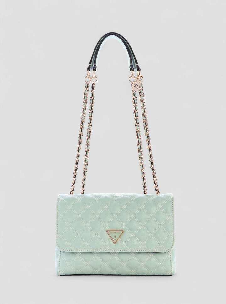 GUESS Womens Green Gully Double Convertible Flap Bag BQ967320 Front View