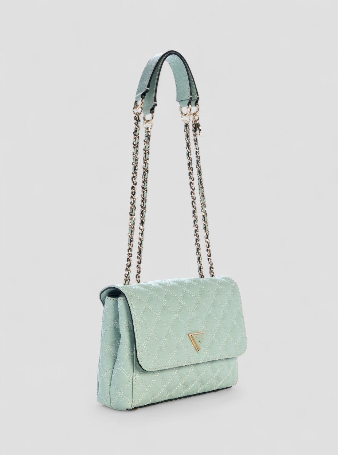 GUESS Womens Green Gully Double Convertible Flap Bag BQ967320 Front Side View