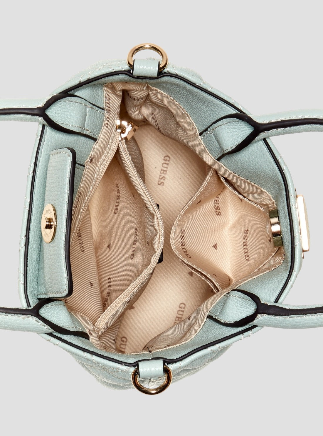 GUESS Womens Green Giully Mini Tote Bag BQ967376 Inside View