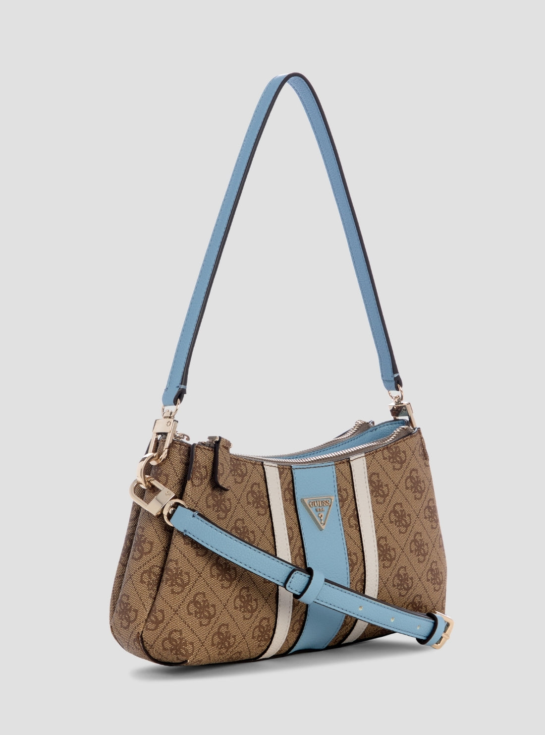 GUESS Womens Brown Blue Noelle II Mini Shoulder Crossbody Bag BS967273 Side View