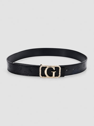 GUESS Womens Black Arnela 4G Peony Logo Belt BW9230P5235 Full View