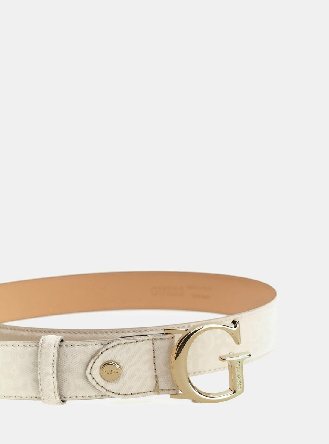 GUESS Accessories White Logo Aldina Patent Belt BW9241P5335 Detail View_3