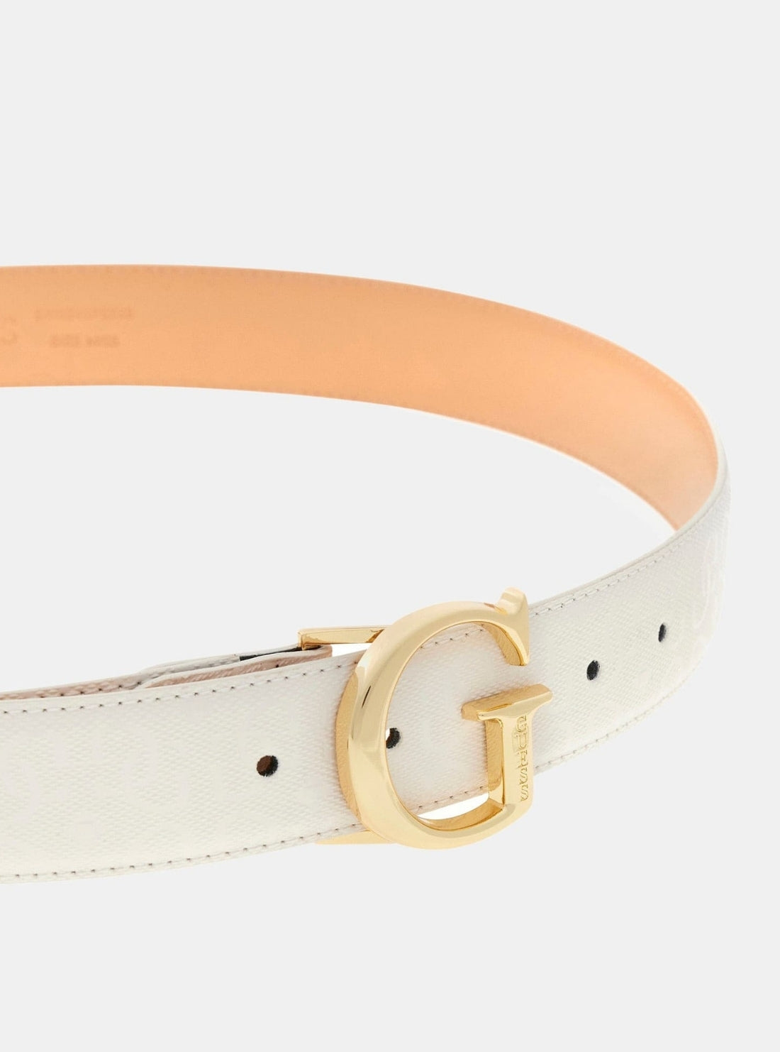 GUESS Accessories White Logo Aldina Patent Belt BW9241P5335 Detail View