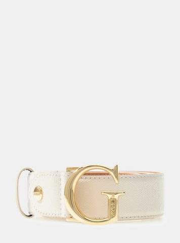 GUESS Accessories White Logo Aldina Patent Belt BW9241P5335 Front View
