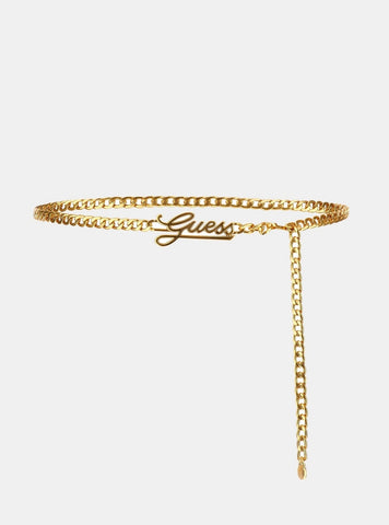 GUESS Accessories Gold Chain Logo Script Belt BW9262P5335 Front View