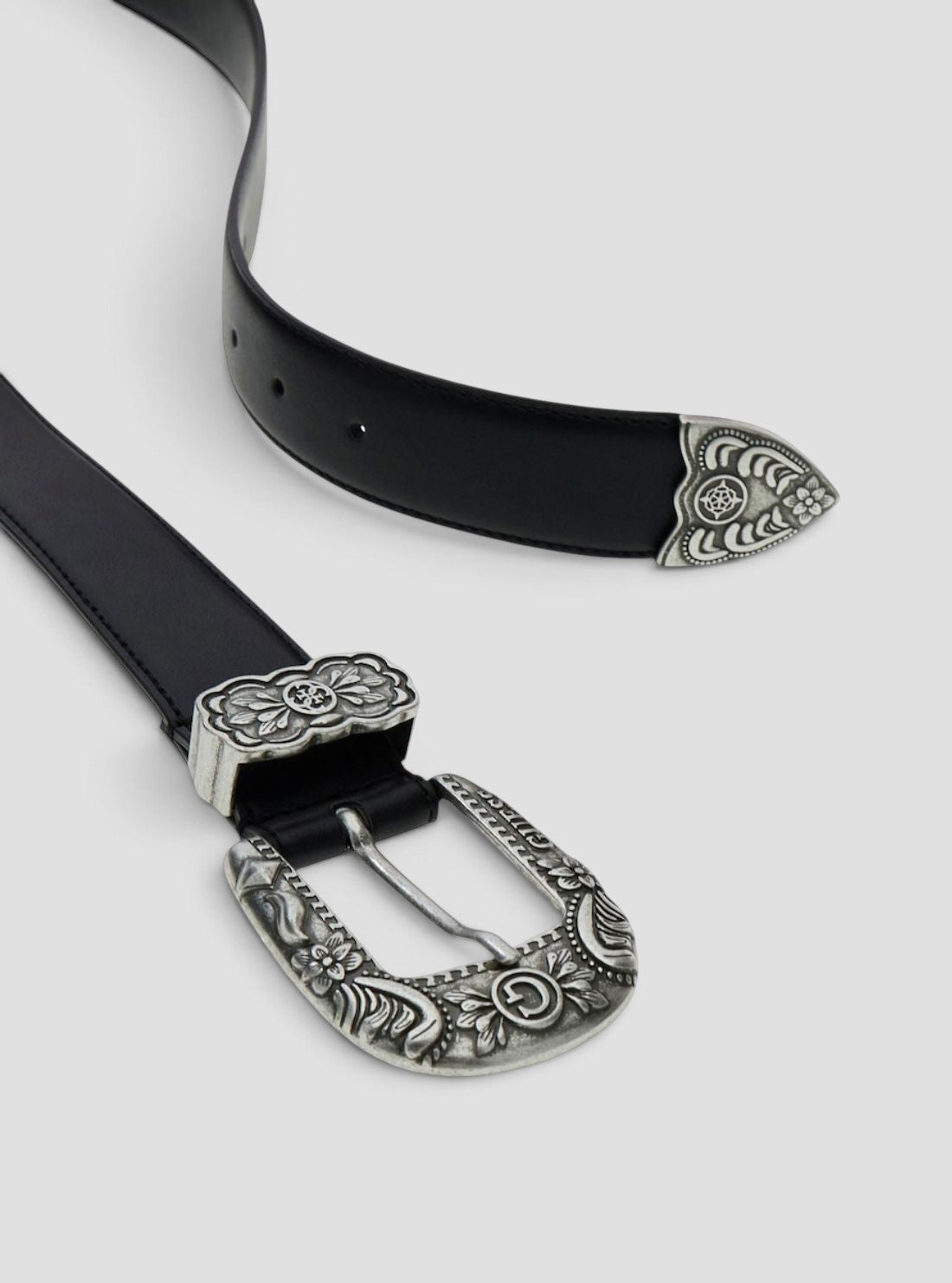 GUESS Womens Black Western Buckle Belt BW9346P6235 Detail View2