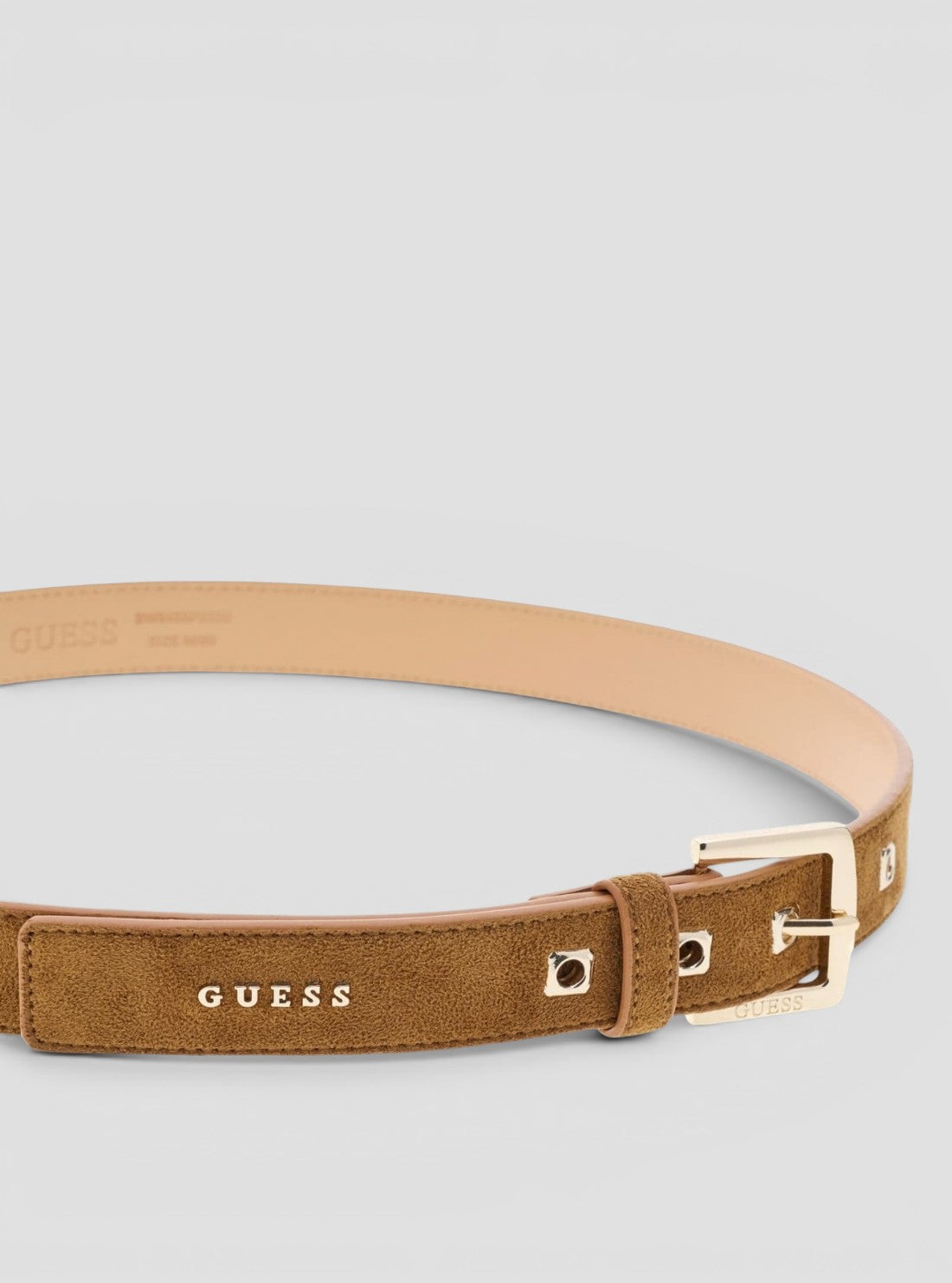 GUESS Womens Brown Ella Faux-Suede Belt BW9458P6330 Detail View