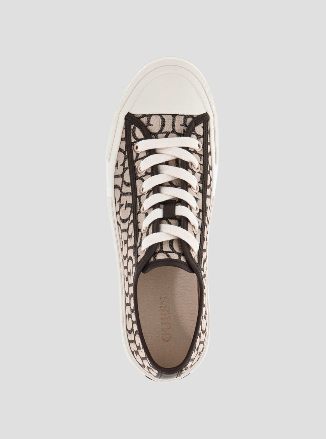 GUESS Womens Dark Brown Carey Sneakers CAREY Top View