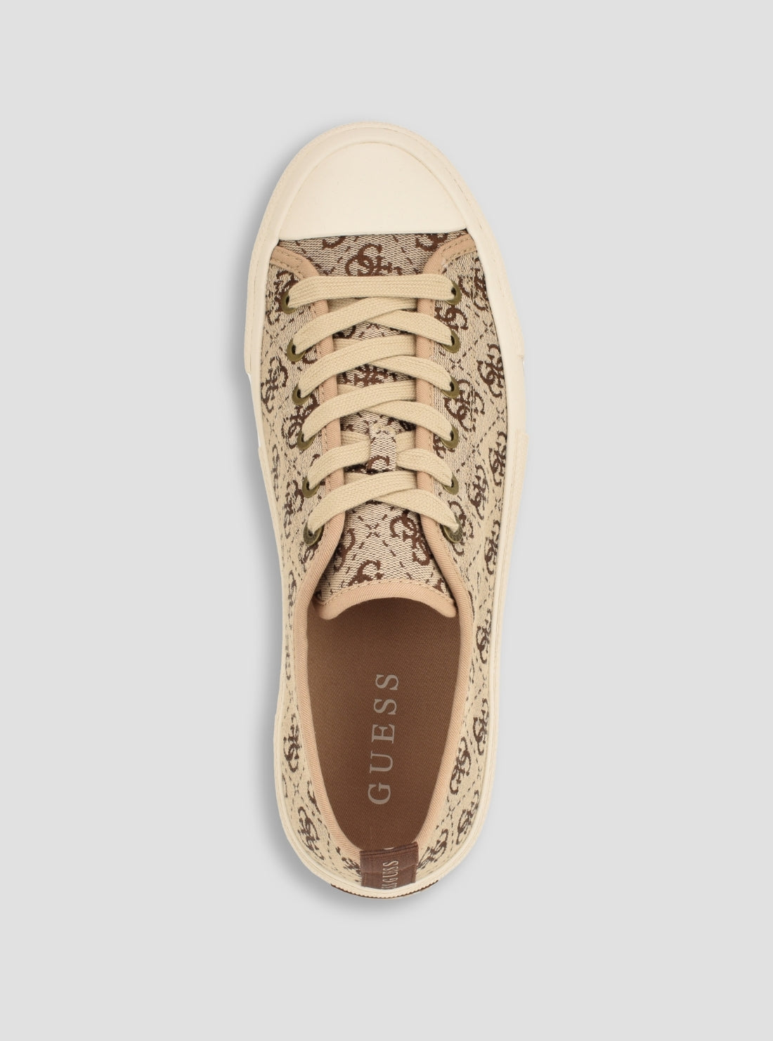 GUESS Footwear Light Brown Logo Carey Sneakers CAREY Top View