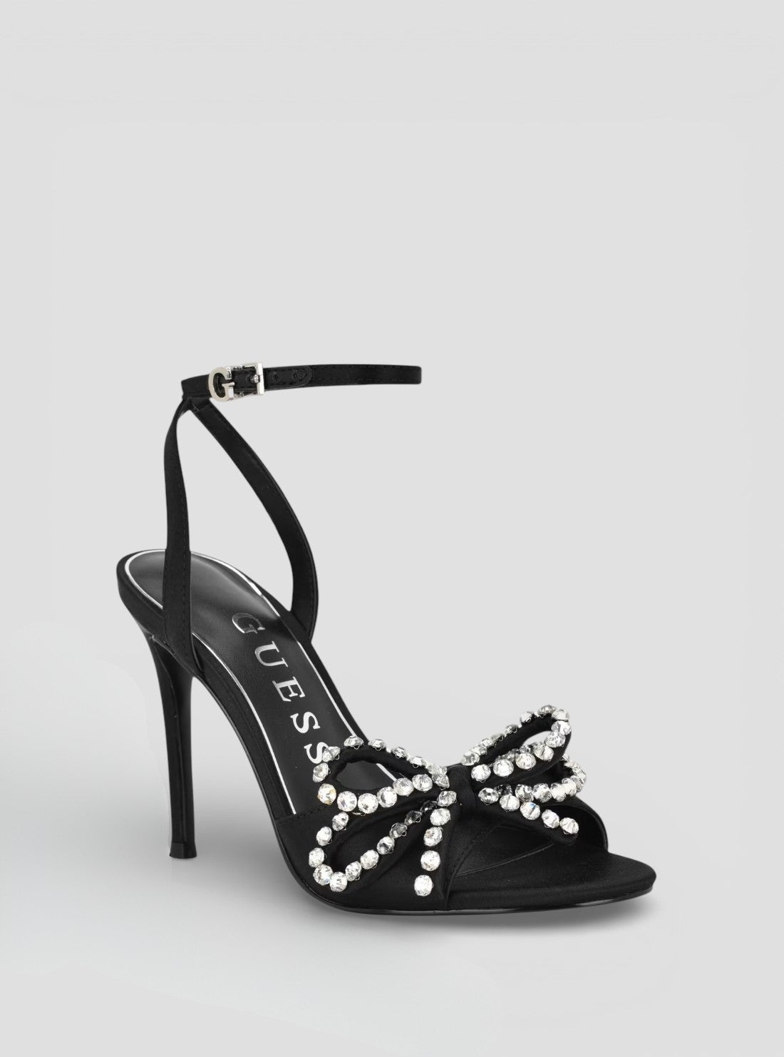 GUESS Footwear Black Charmin Heeled Sandals CHARMIN Front Side View