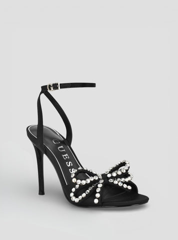 GUESS Footwear Black Charmin Heeled Sandals CHARMIN Front Side View
