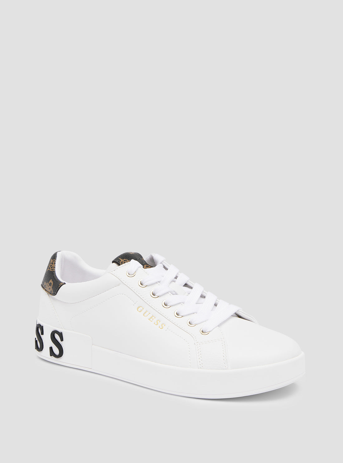 White Corlan Logo Sneakers | GUESS Women's Shoes | front view