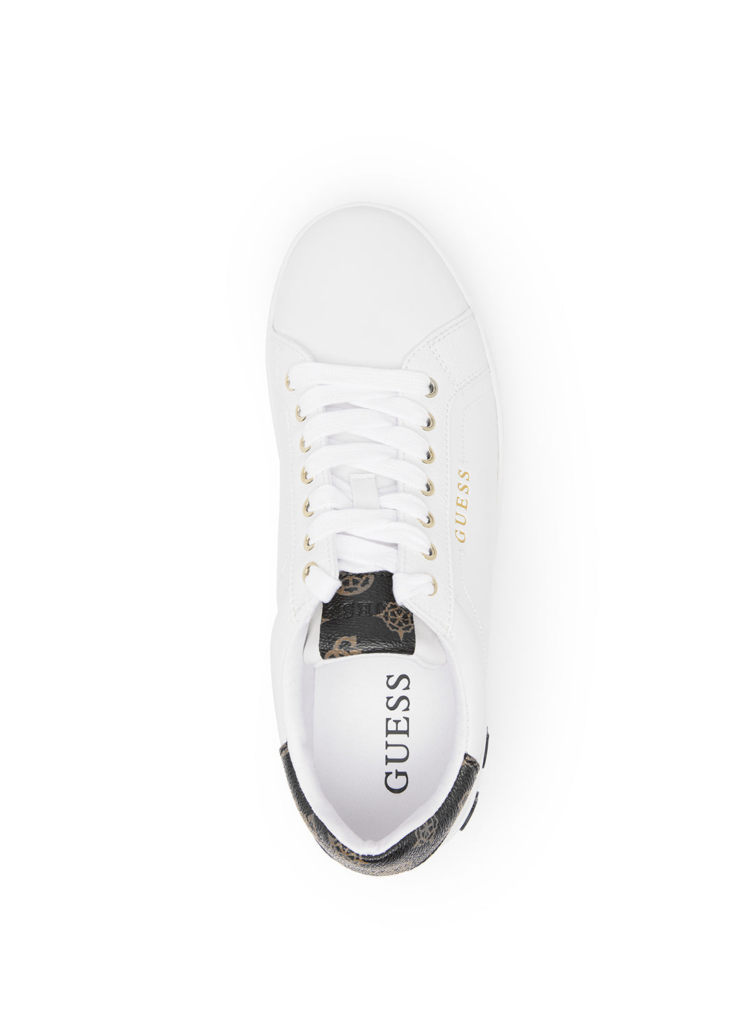 White Corlan Logo Sneakers | GUESS Women's Shoes | top view
