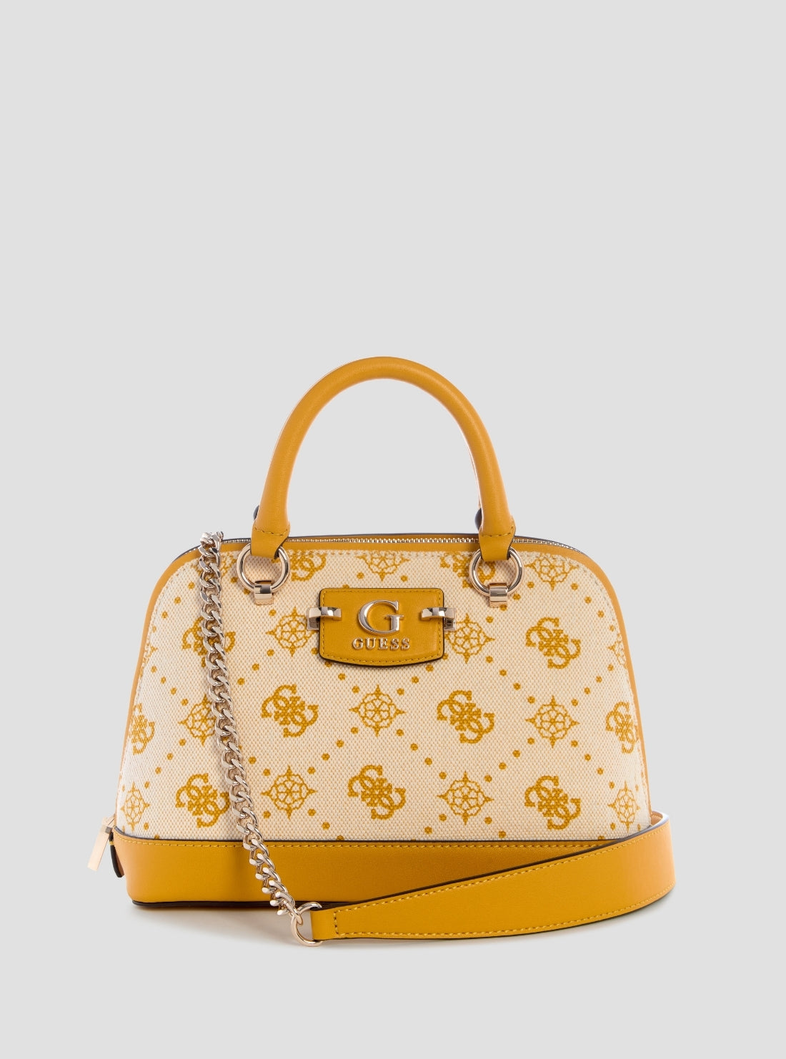 GUESS Womens Yellow Logo Neda Dome Satchel CP965405 Front View
