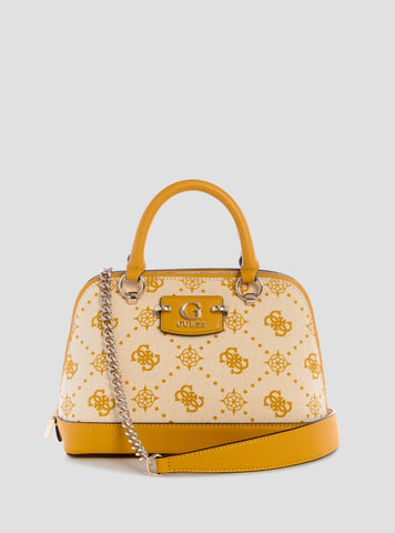 GUESS Womens Yellow Logo Neda Dome Satchel CP965405 Front View
