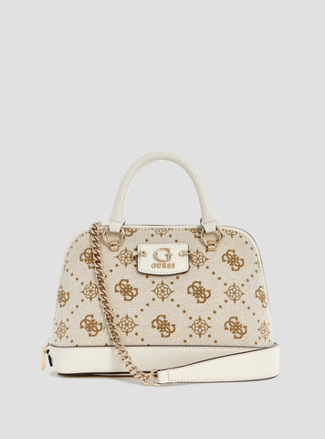 GUESS Womens White Neda Dome Satchel Bag CP965405 Front View