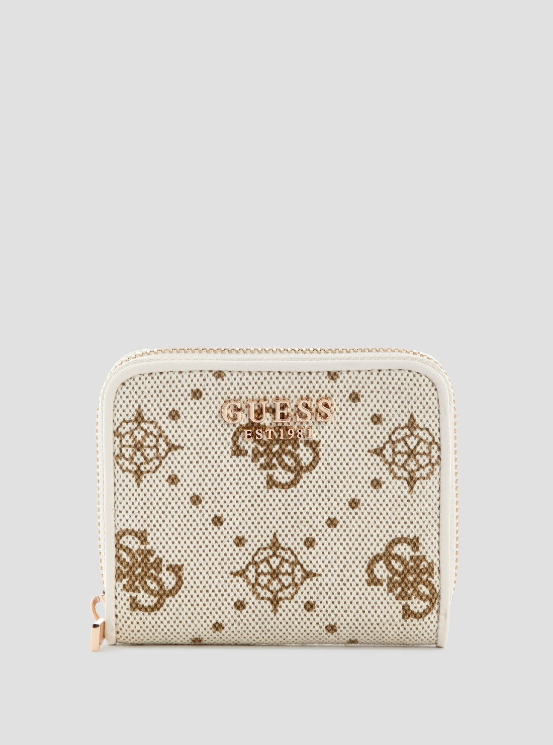 GUESS Womens White Logo Neda Small Zip Around Wallet CP9654137 Front View