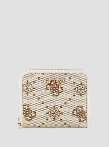 GUESS Womens White Logo Neda Small Zip Around Wallet CP9654137 Front View