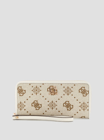 GUESS Womens White Logo Neda Large Zip Around Wallet CP9654146 Front View