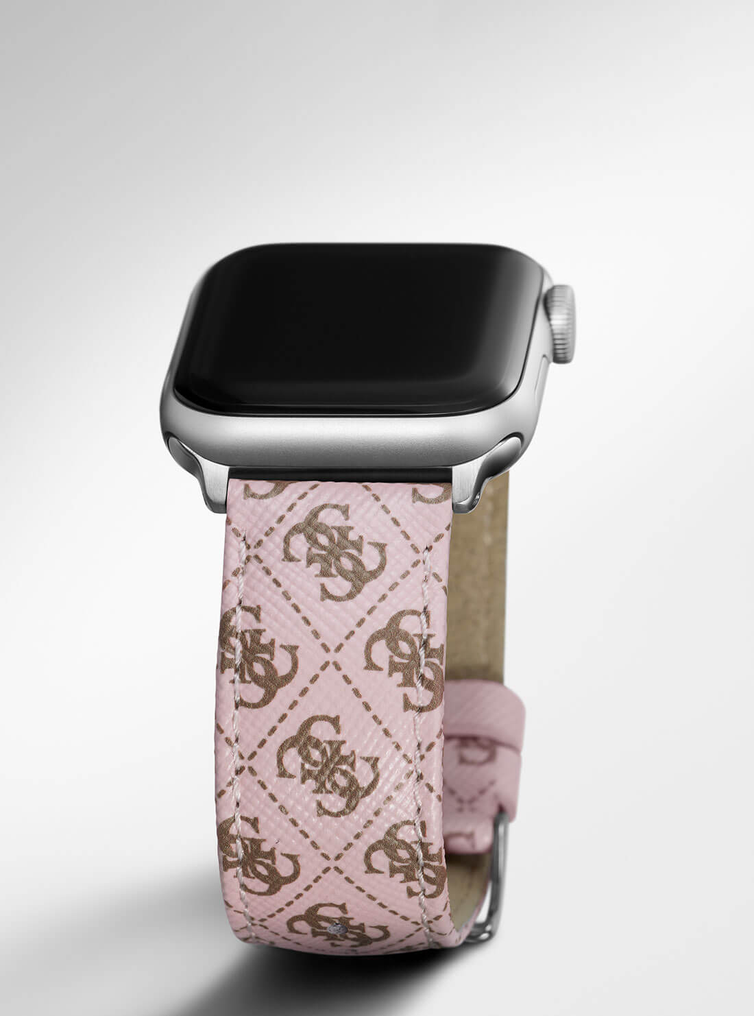 Pink Logo Leather Apple Strap (38-40MM) | GUESS Women's Accessories | detail view