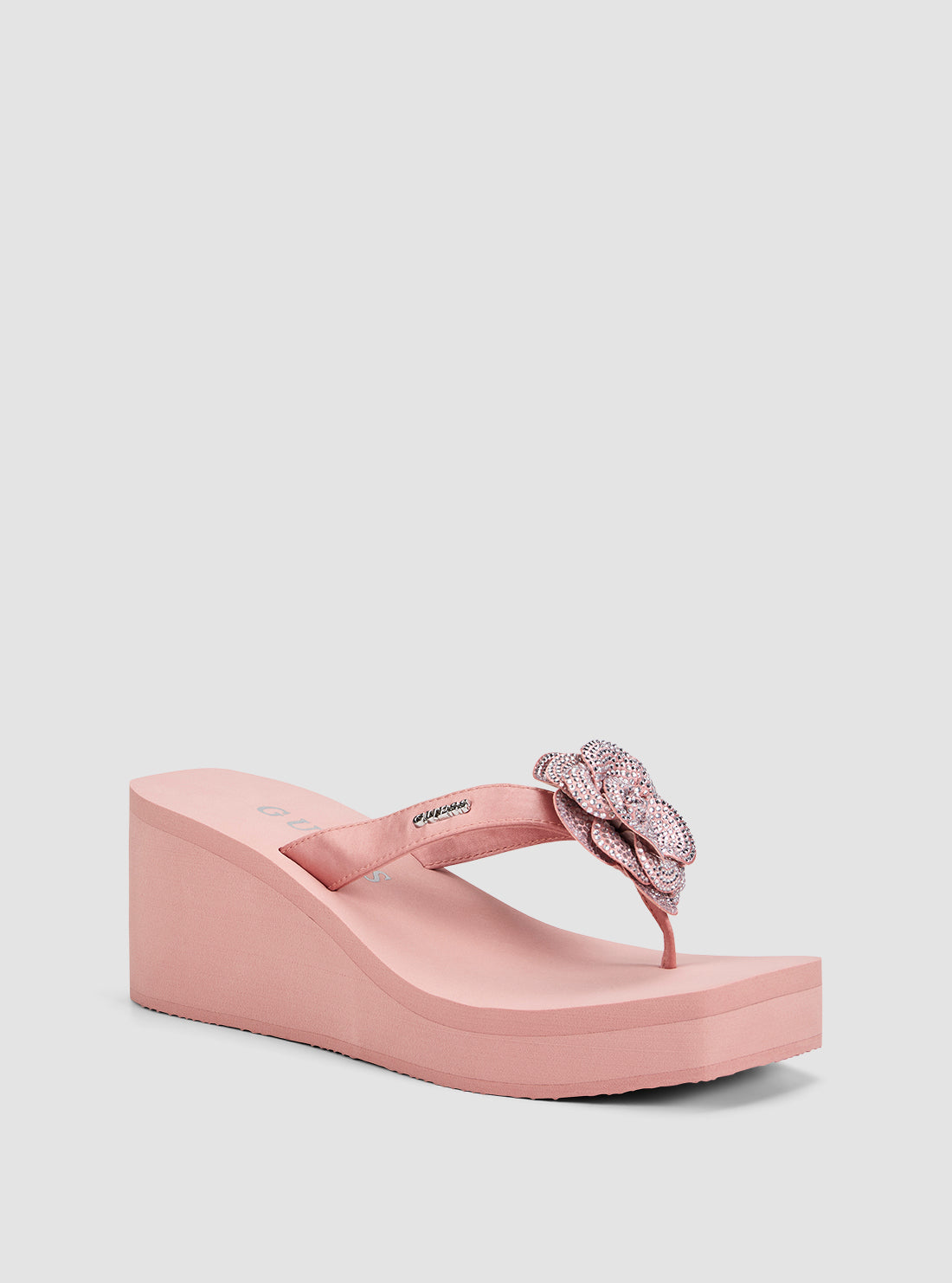 GUESS Womens Pink Damani Wedge Sandals DAMANI Front Side View