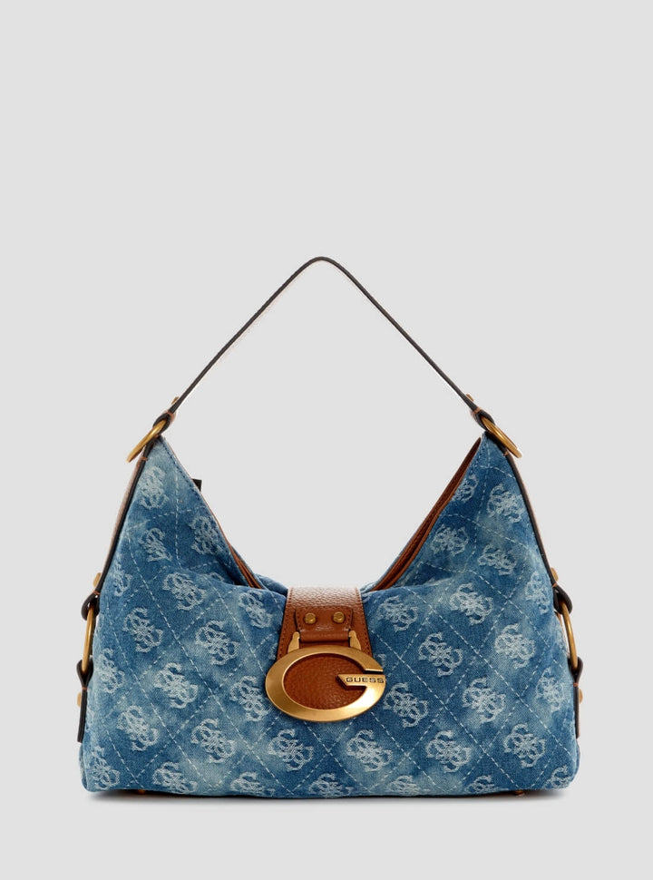 GUESS Womens Denim Logo Camden Shoulder Bag DB930818 Front View