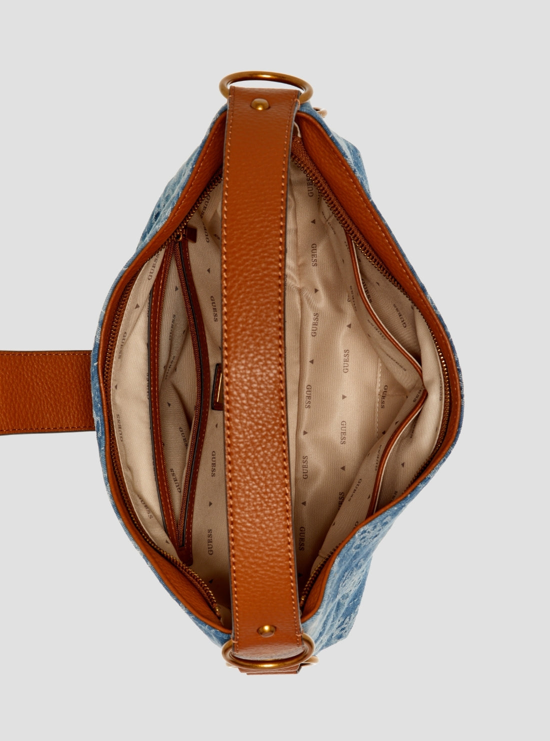 GUESS Womens Denim Logo Camden Shoulder Bag DB930818 Inside View