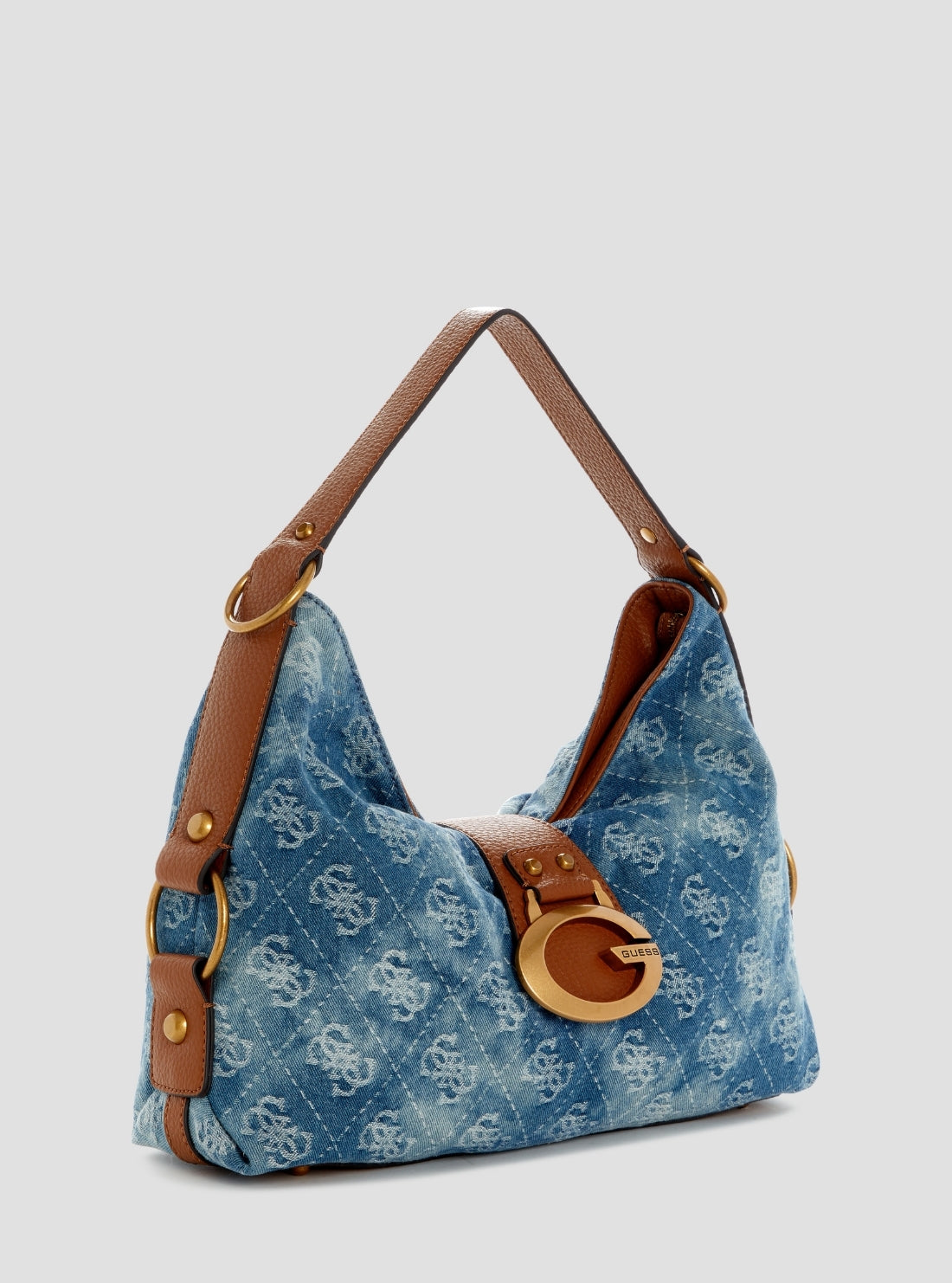 GUESS Womens Denim Logo Camden Shoulder Bag DB930818 Side View