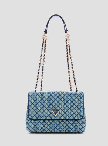 GUESS Womens Denim Giully II Convertible Flap Bag DD967320 Front View