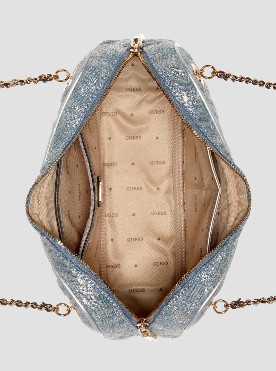 GUESS Womens Blue Giully II Shoulder Satchel Bag DG967309 Inside View