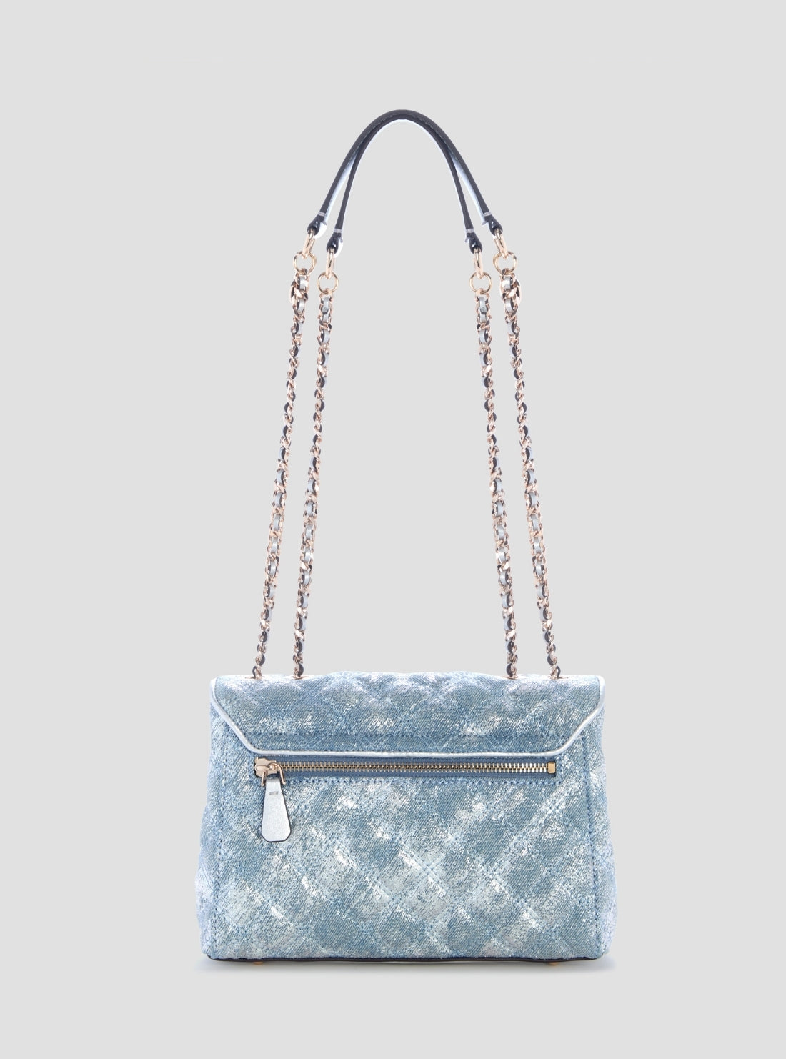 GUESS Womens Blue Giully II Convertible Denim Flap Bag DG967320  Back View