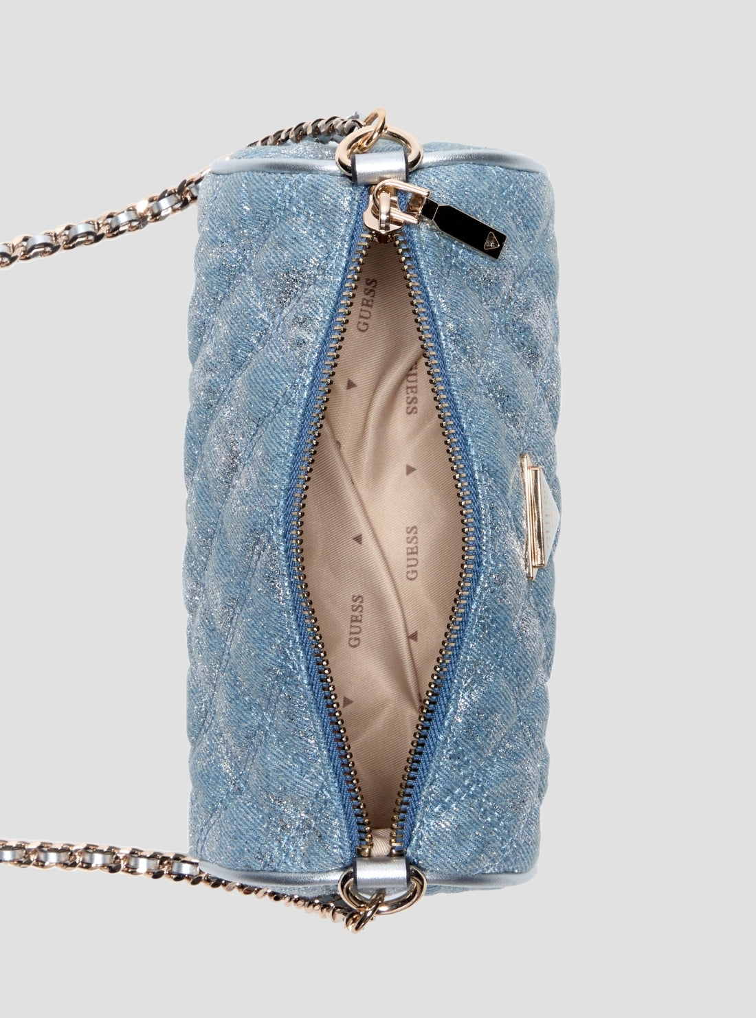 GUESS Womens Blue Giully II Mini Barrel Bag DG967372 Inside View