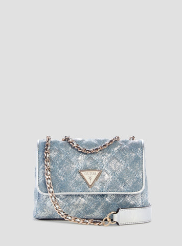 GUESS Womens Blue Giully II Mini Convertible Flap Bag DG967374 Front View