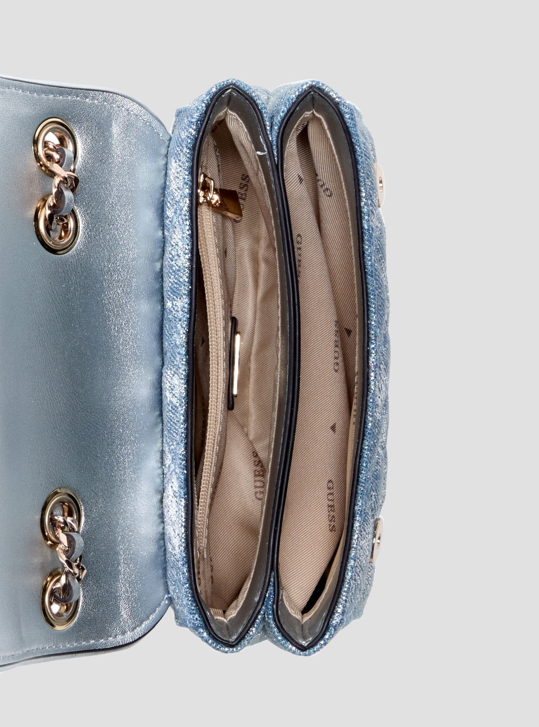 GUESS Womens Blue Giully II Mini Convertible Flap Bag DG967374 Inside View