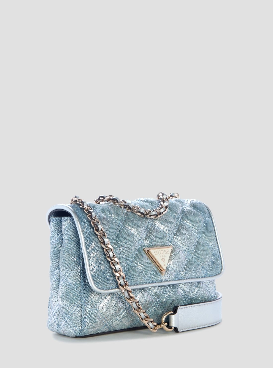 GUESS Womens Blue Giully II Mini Convertible Flap Bag DG967374 Side View