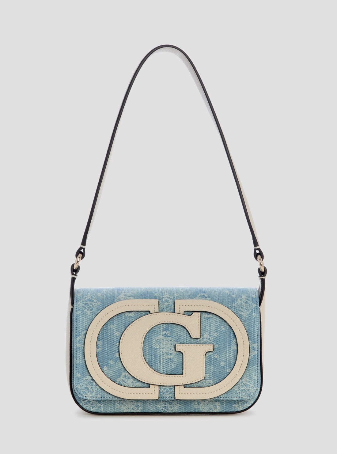GUESS Womens Denim Logo Ruby Flap Shoulder Bag DG974019 Front View