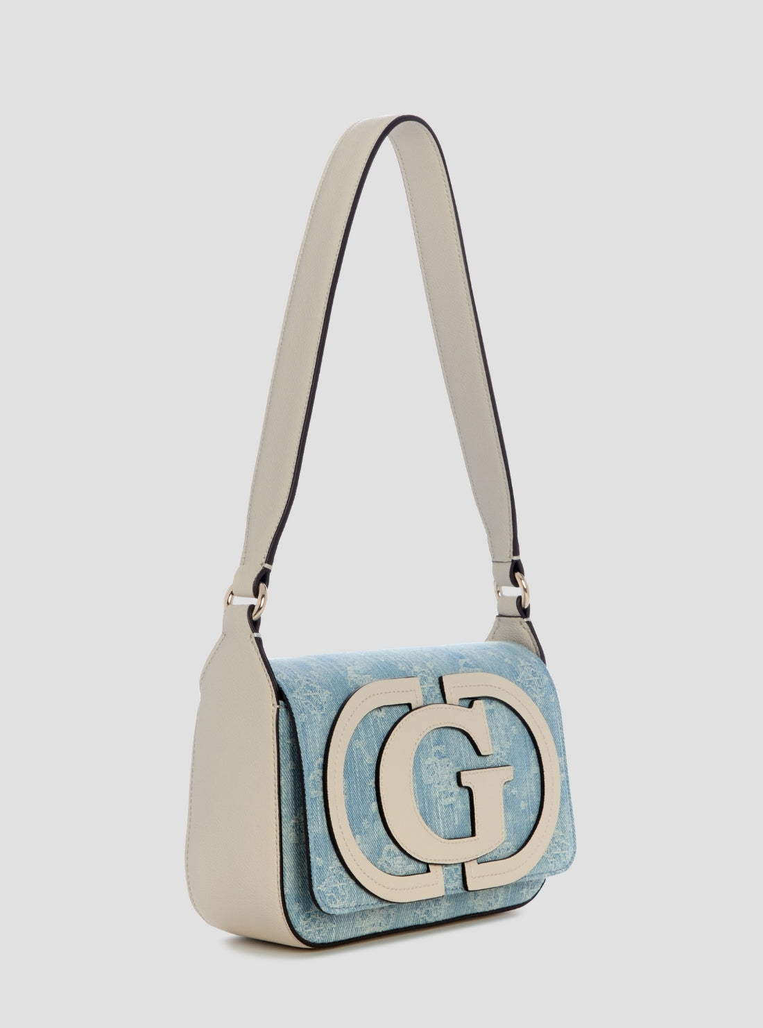 GUESS Womens Denim Logo Ruby Flap Shoulder Bag DG974019 Side View