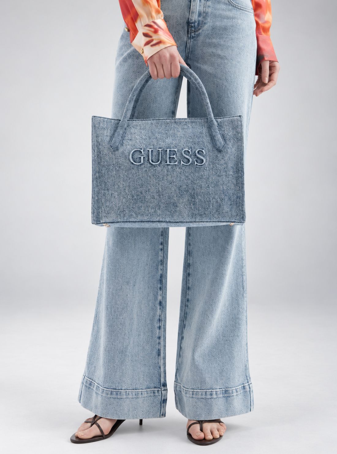 GUESS Womens Blue Jodi Logo Tote Bag DG976922 Model View2