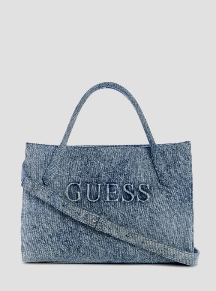 GUESS Womens Blue Jodi Logo Tote Bag DG976922 Front View