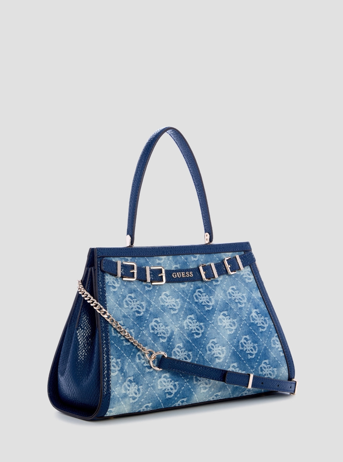 GUESS Womens Blue Logo Dovie Satchel Bag DG990906 Side View