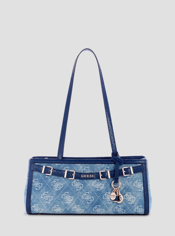 GUESS Womens Blue Logo Dovie Girlfriend Shoulder Satchel Bag DG990908 Front View