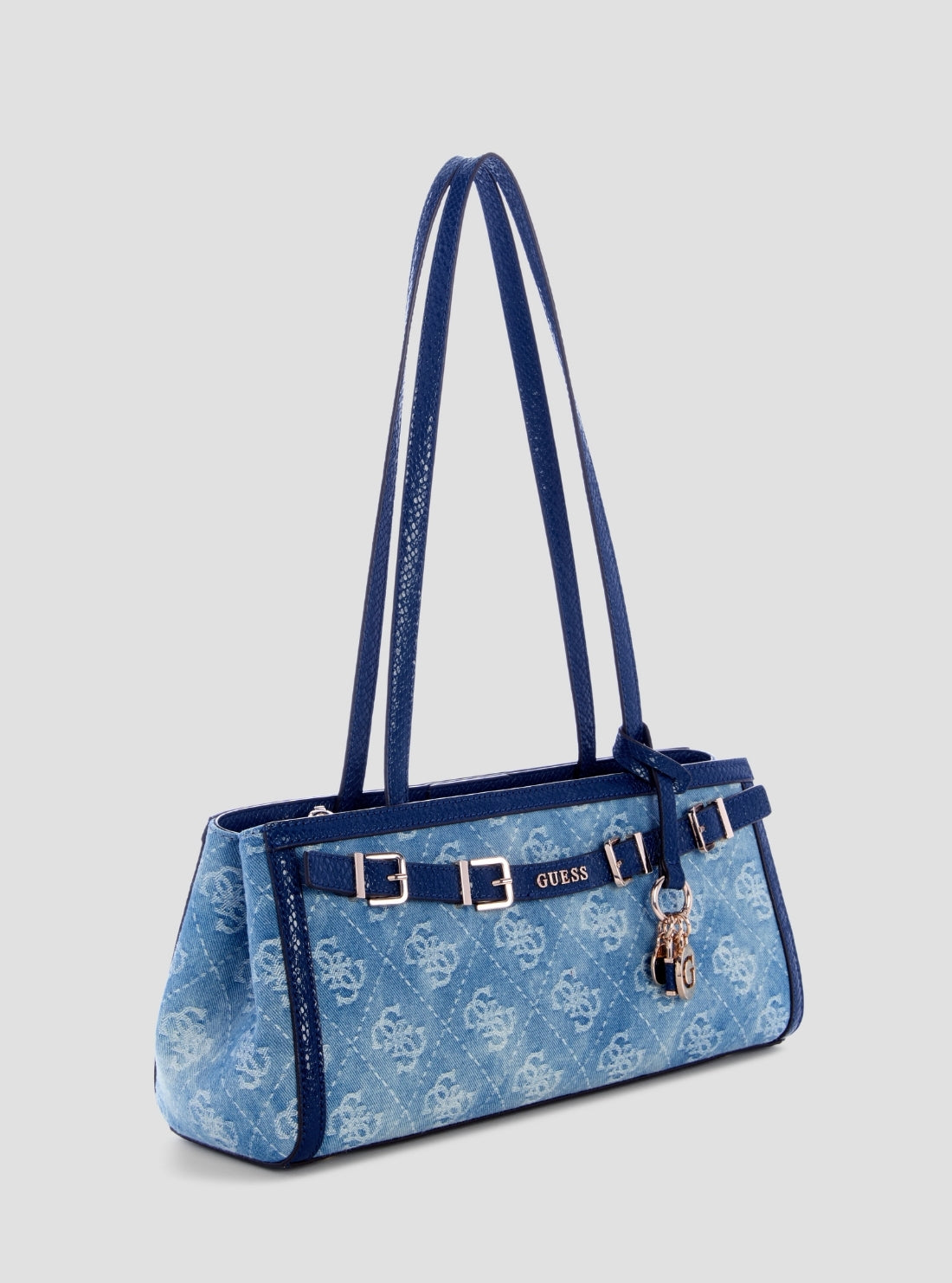 GUESS Womens Blue Logo Dovie Girlfriend Shoulder Satchel Bag DG990908 Side View