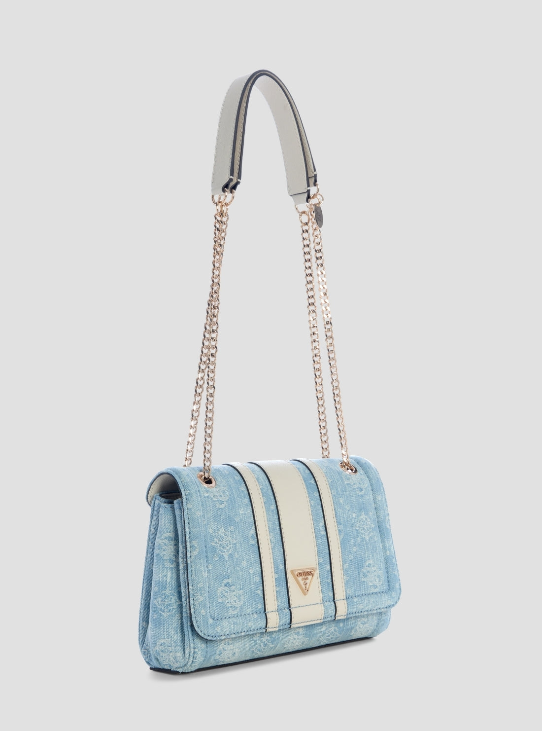 GUESS Womens Denim Logo Noelle II Convertible Crossbody Flap Bag DL967221 Side View