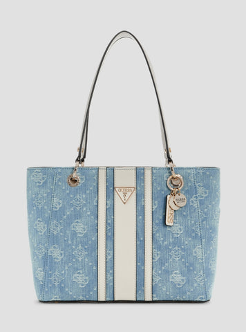 GUESS Womens Denim Logo Noelle II Small Tote Bag DL967224 Front View