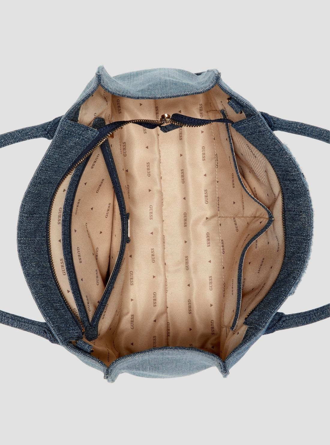 GUESS Womens Blue Jodi Utility Denim Tote Bag DM976922 Inside VIew