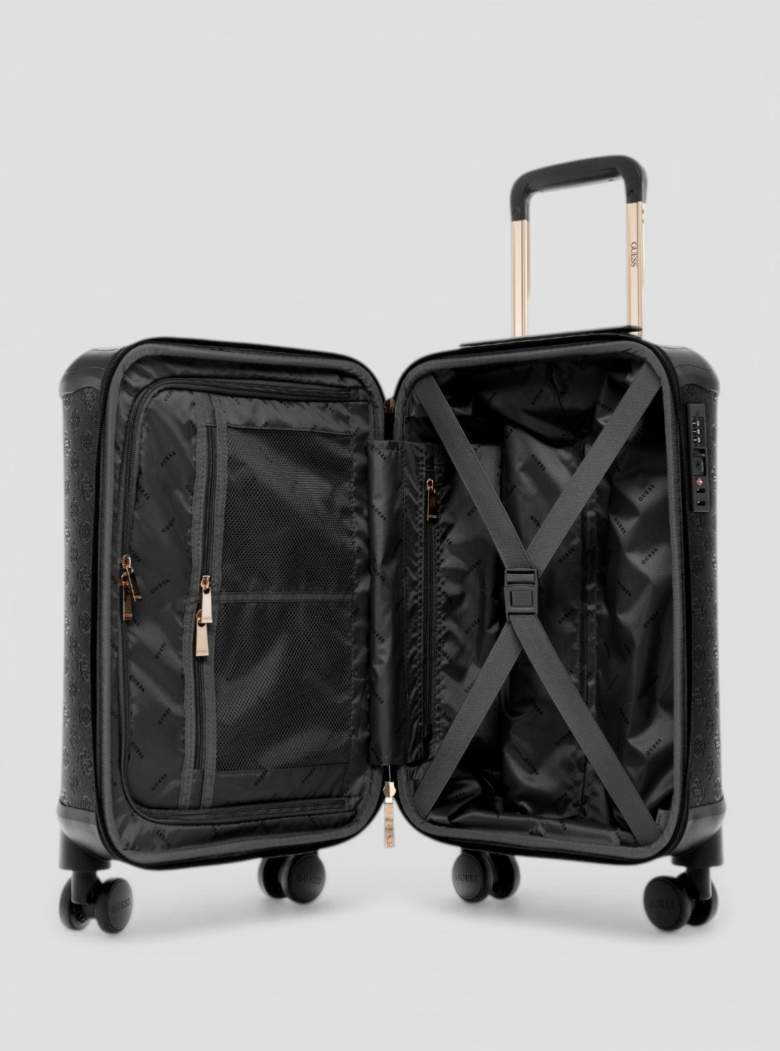GUESS Womens Black Logo Wilder 45cm Suitcase DP7452983 Inside View