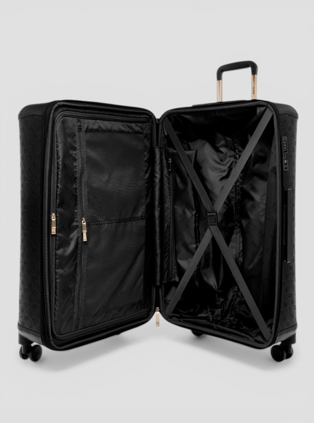 GUESS Womens Black Logo Wilder 71cm Suitcase DP7452988 Inside View